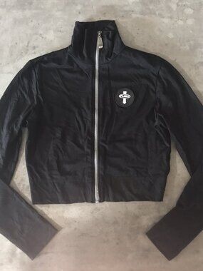 Vintage Y2K Fubu Jacket Top Medium Crop Athletic Gym Streetwear Hip Hop Rave USA